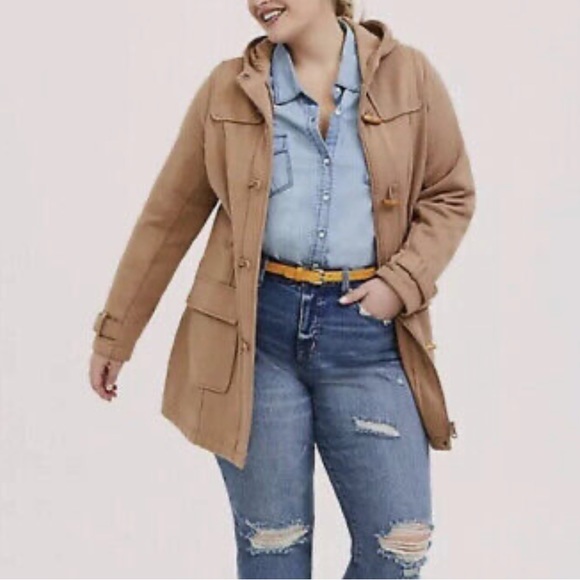 Torrid Tan Hooded Toggle Coat - Picture 2 of 9